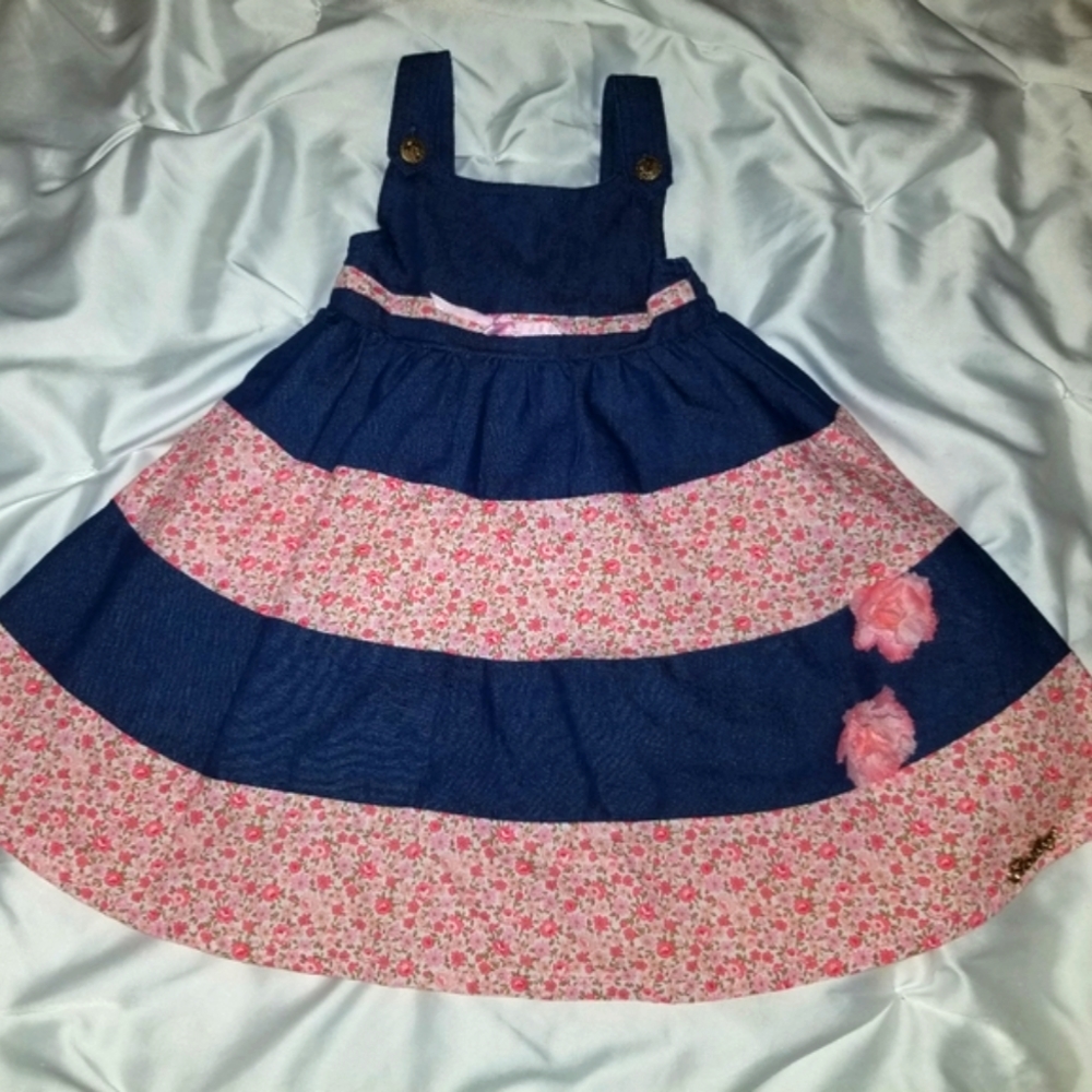 18M Shelly baby girl denim and embroidered dress